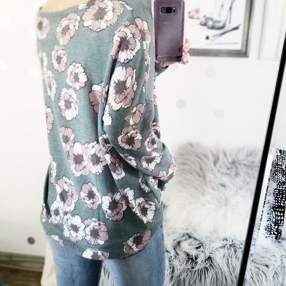 Last1️⃣Spring Floral Top Boho French Terry Top - Picture 6 of 8